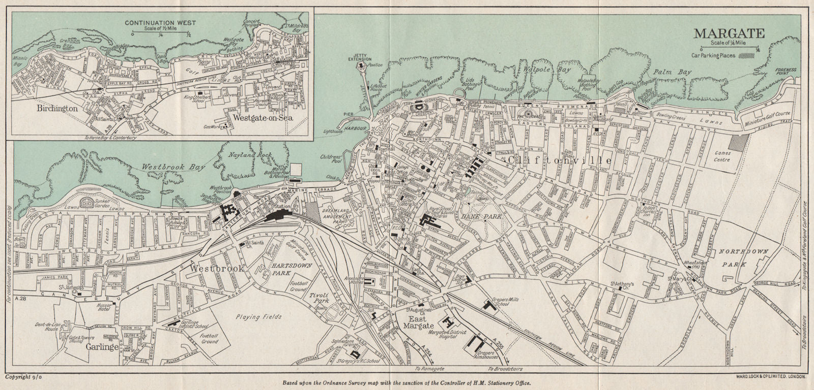 MARGATE vintage town/city plan. Westgate-on-Sea Birchington. WARD LOCK c1962 map